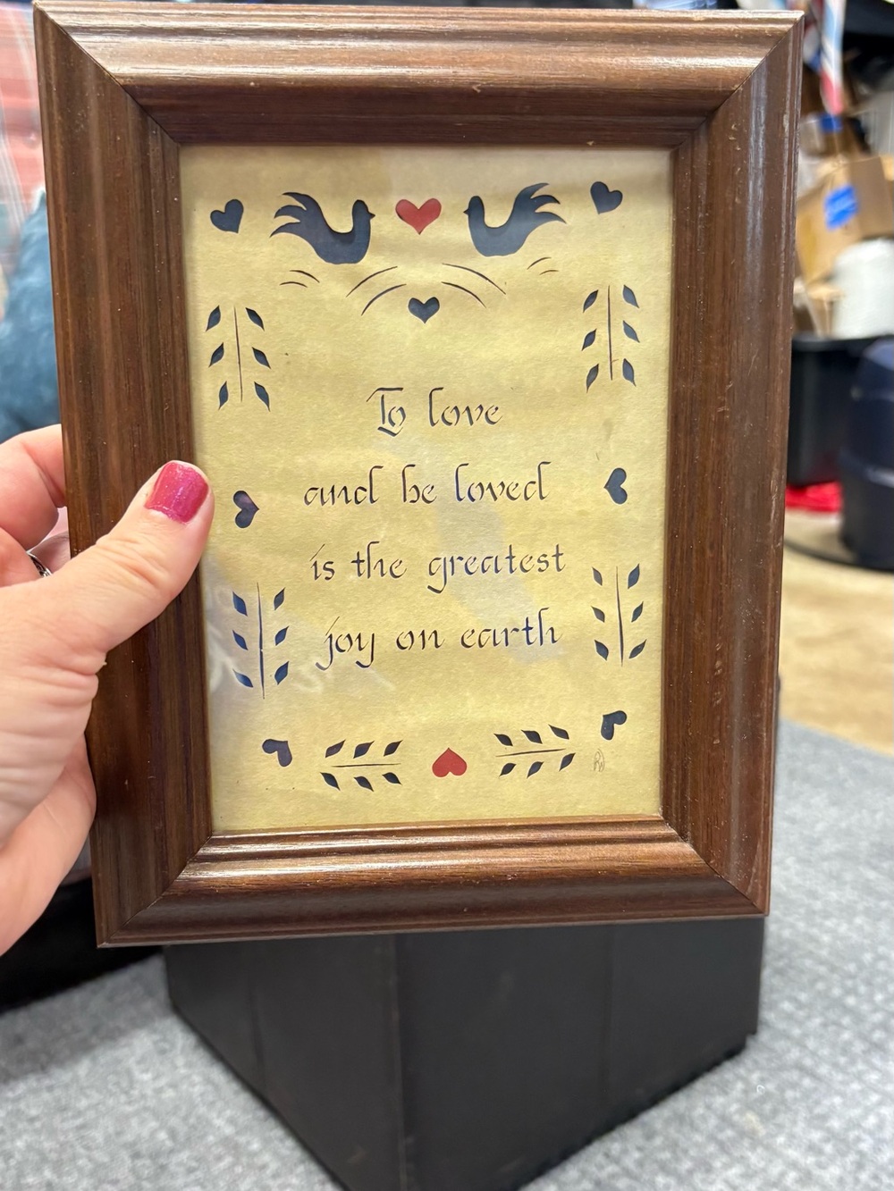 Framed Love Quote German Scherenschnitte Vintage